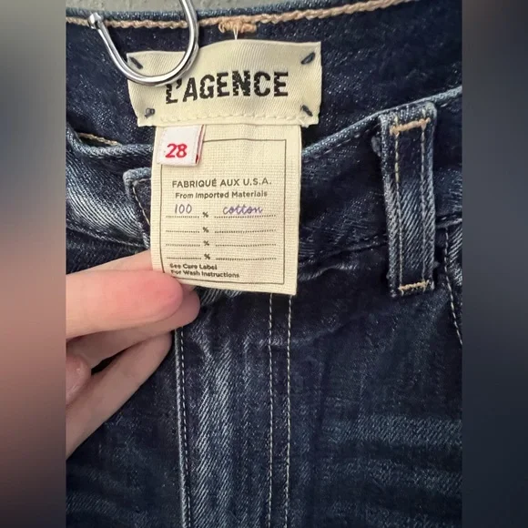 New L'AGENCE Adele Rigid Stovepipe High Rise Crop Jeans in Newberry Size 28